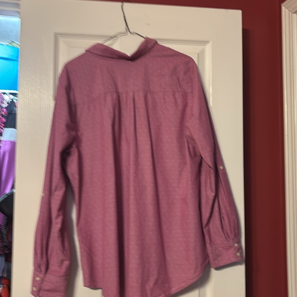 St. John's Bay lilac button bone Shirt with Dot Pattern size xxl - Picture 2 of 6